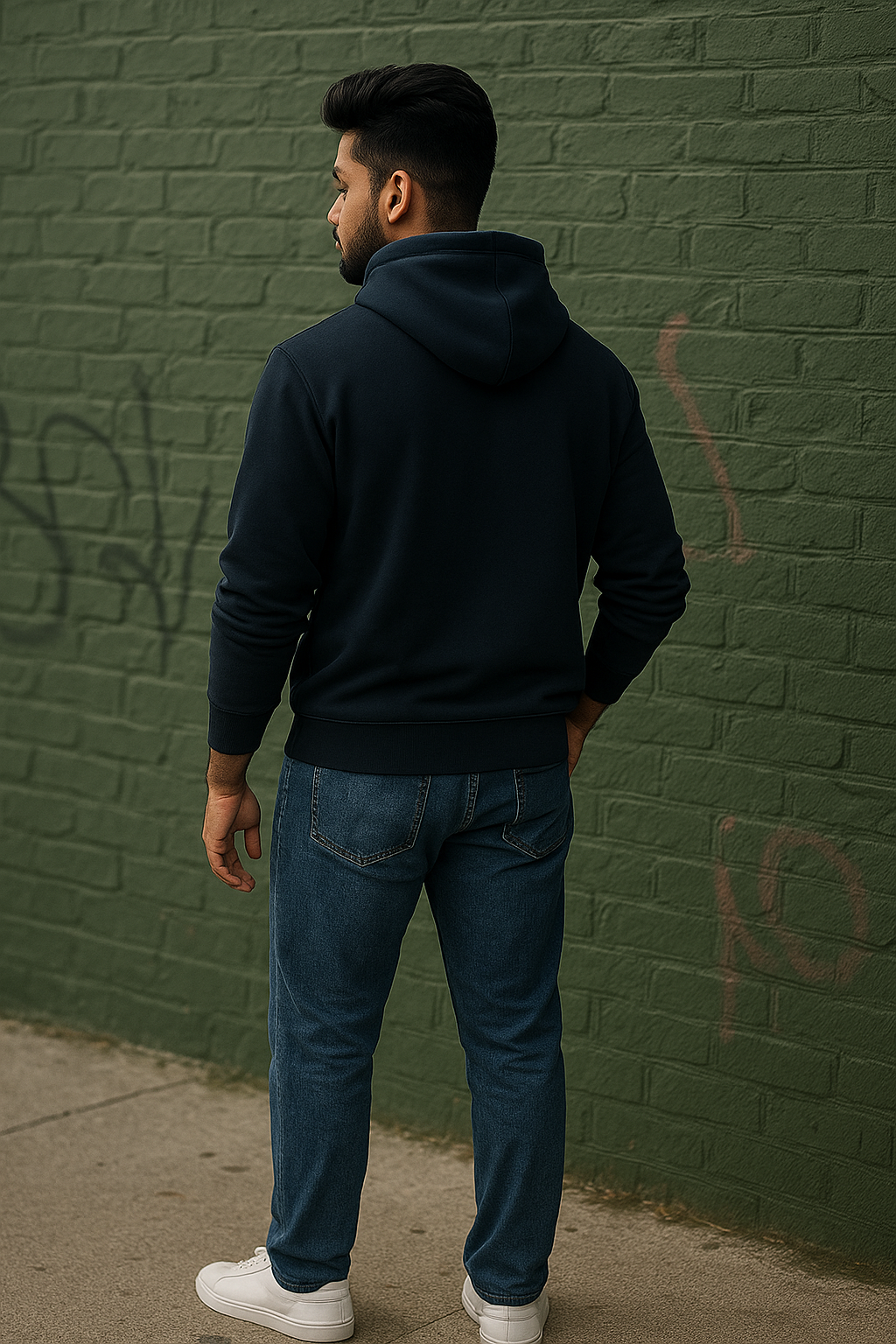 Navy Blue Indian Thread Hoodie