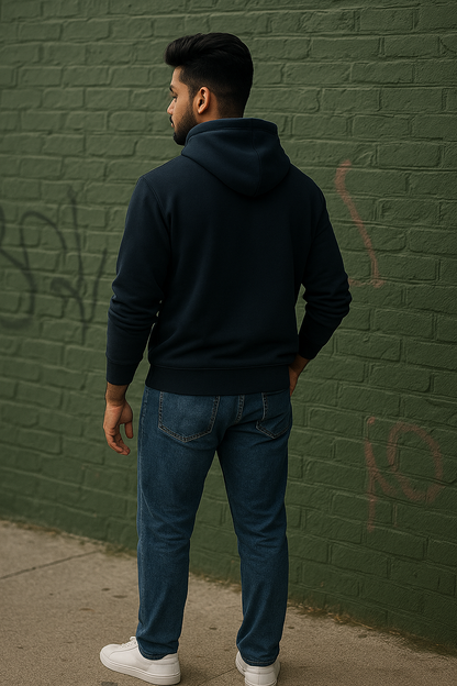 Navy Blue Indian Thread Hoodie