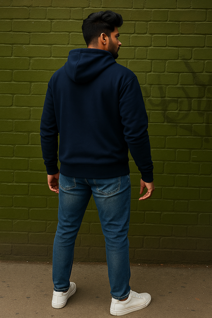 Navy Blue Indian Thread Hoodie