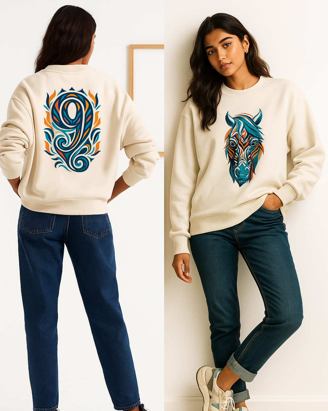 Creative Pony Art Sweatshirt for Women