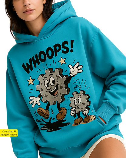 Teal Blue Hoodie with graphic design for Women