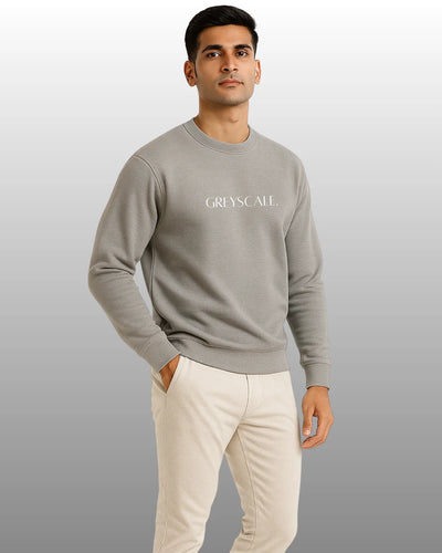 BarelyStylish Men’s Grey Crew Neck Sweatshirt | Greyscale.