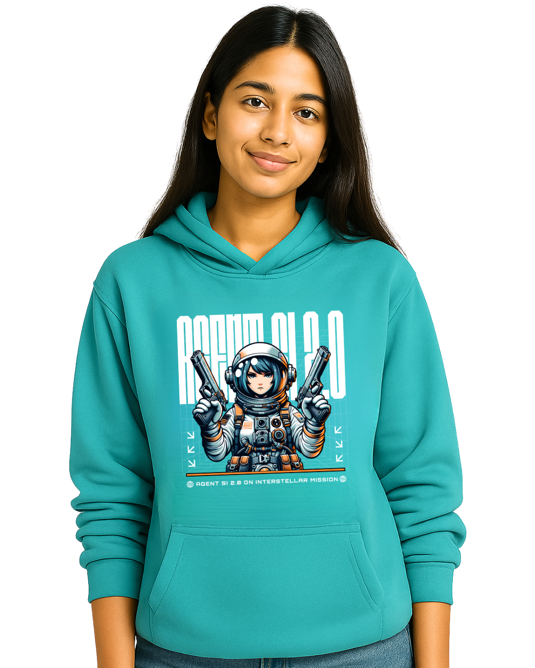 BarelyStylish Teal Blue-Green Hoodie Agent 2.0