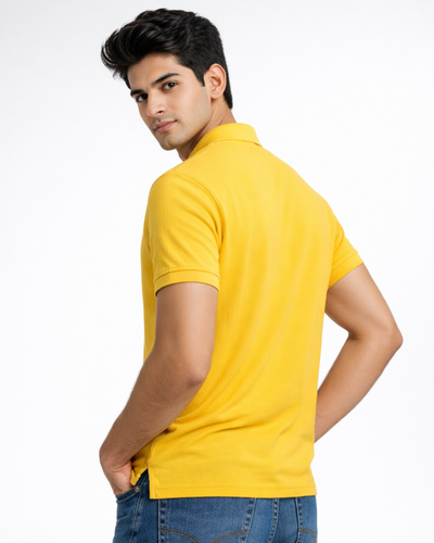 BarelyStylish Yellow Cotton Polo for Men