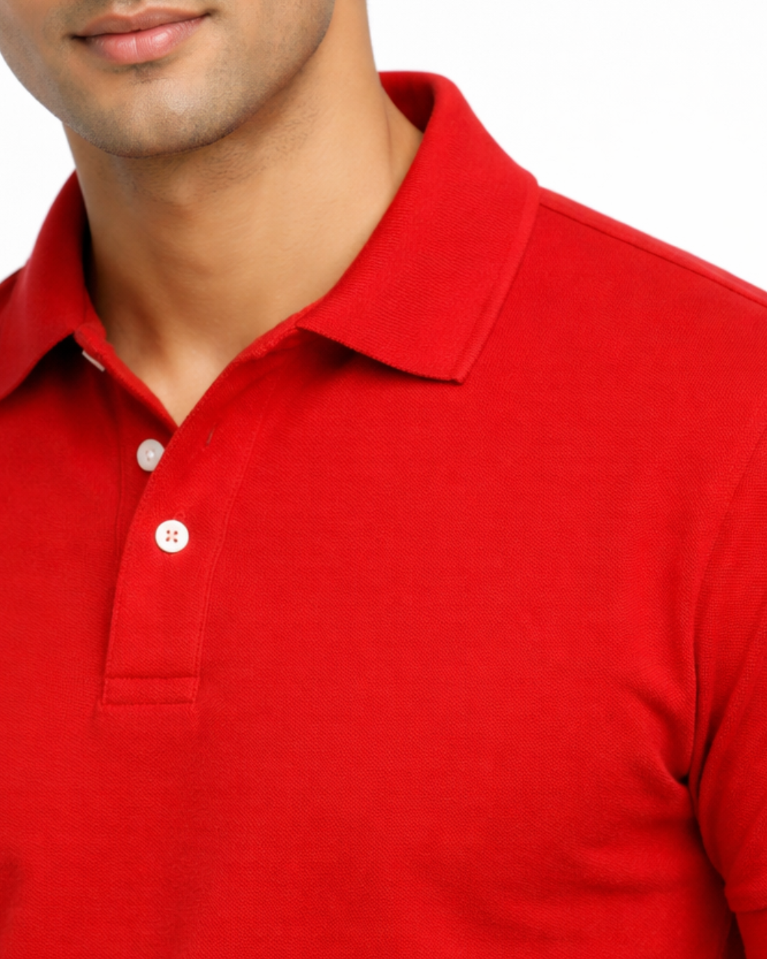 BarelyStylish Flame Red Cotton Polo Closeup