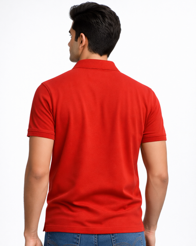 BarelyStylish Men's Red Cotton Polo