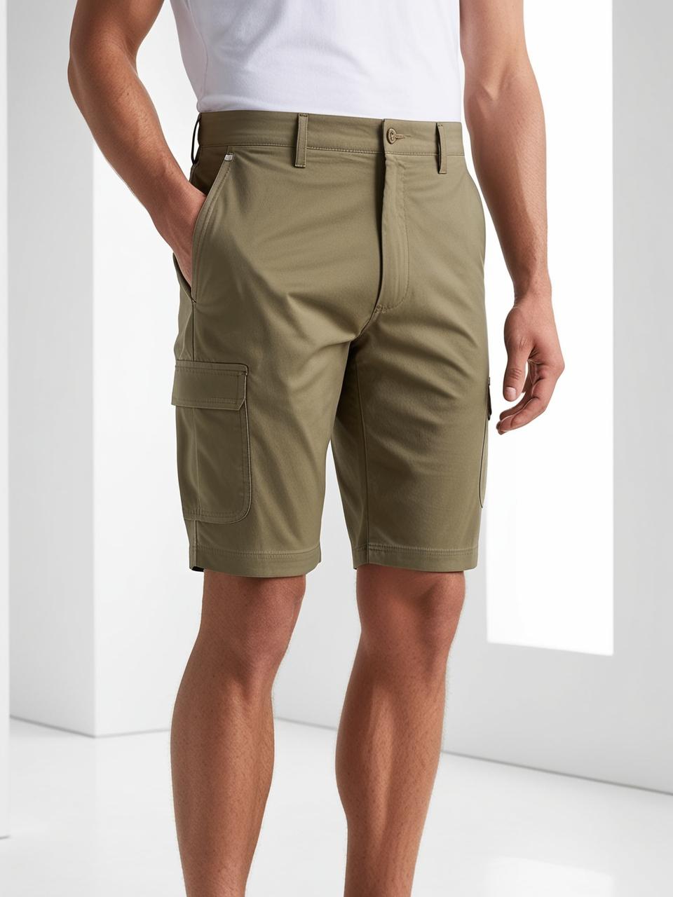 Men’s Cotton Fabric Shorts – Khaki, Lightweight, Durable, and Skin Friendly