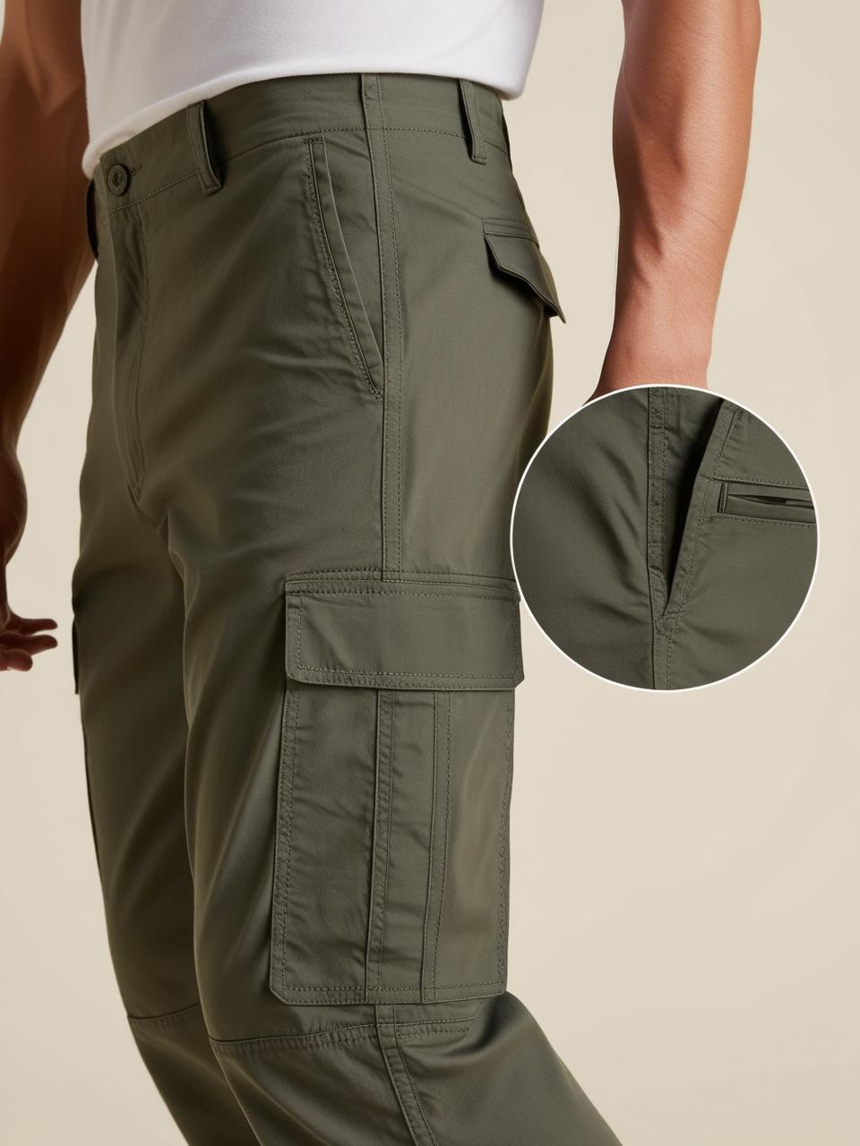 Men’s Utility Cargo Pants – Military Green Versatile, Durable, and On-Trend