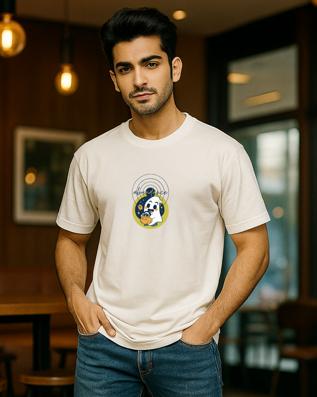 Men's Premium Cotton Blend Crewneck | Ghostly Abundance