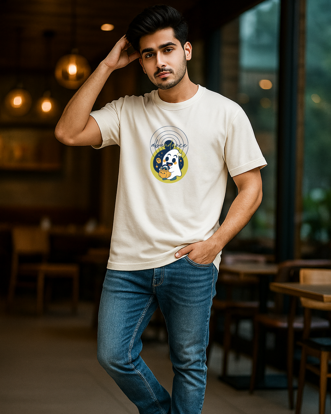 Men's Premium Cotton Blend Crewneck | Ghostly Abundance