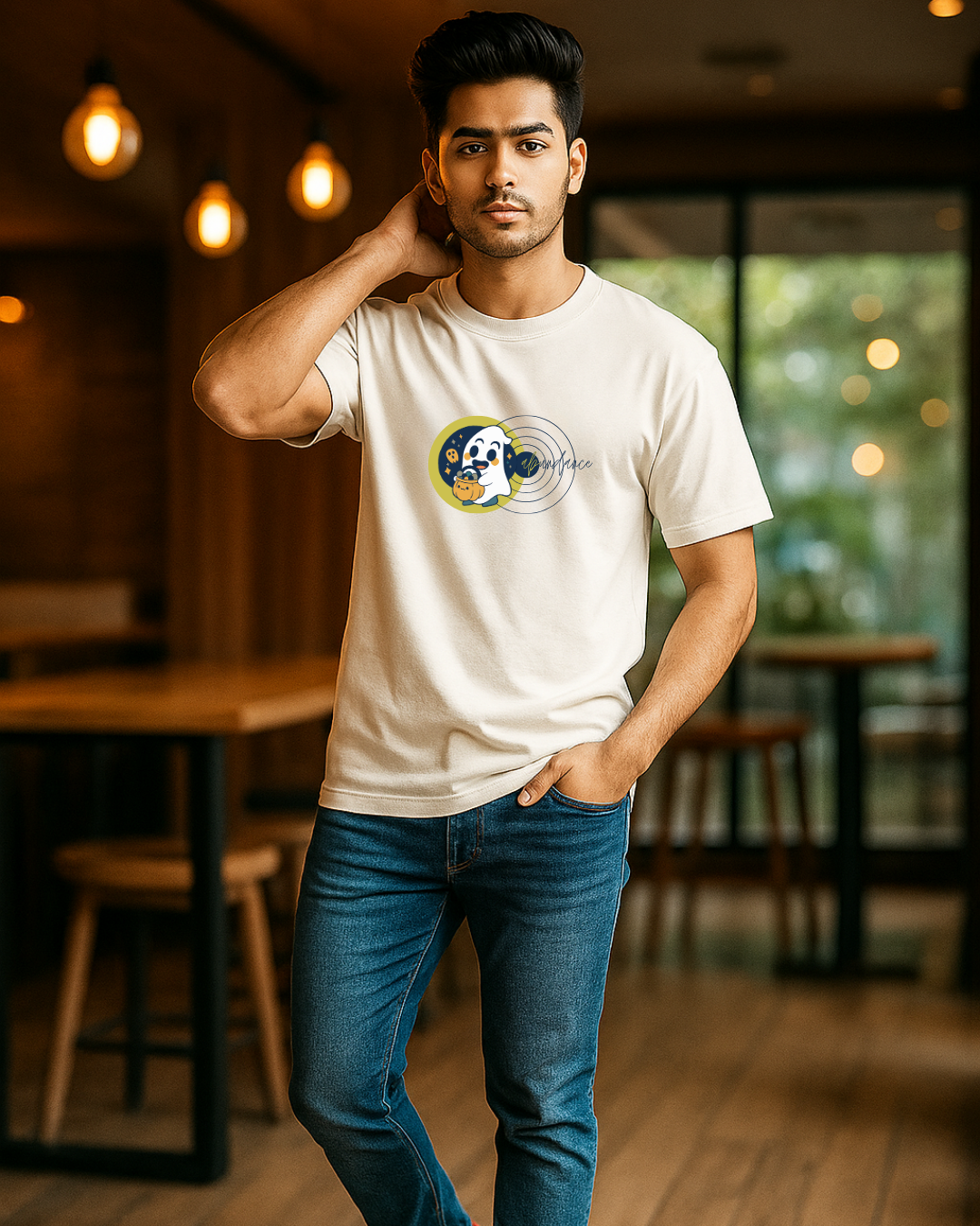 Men's Premium Cotton Blend Crewneck | Ghostly Abundance