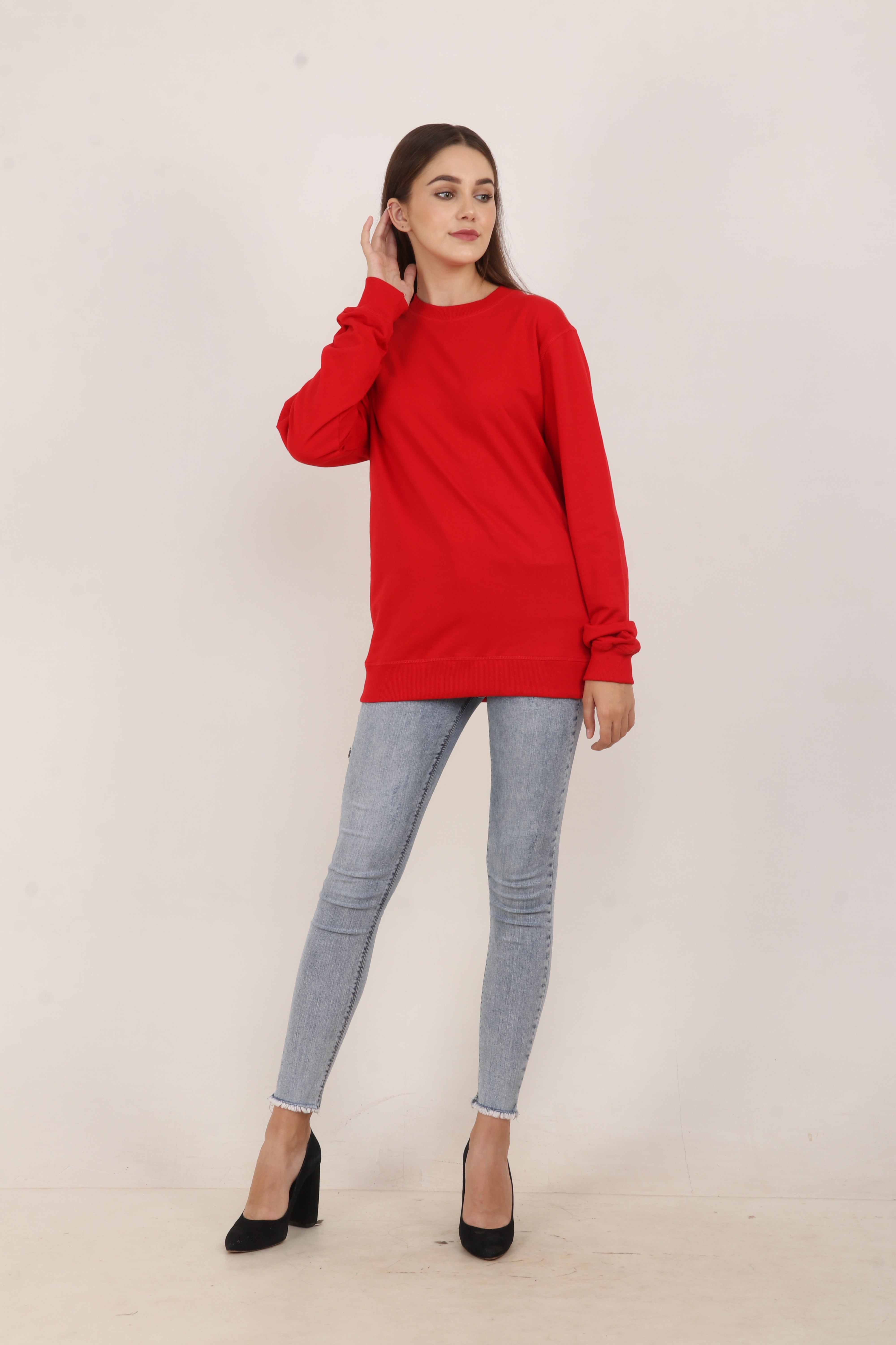 BarelyStylish Women’s Oversized Sweatshirt - Crimson Red