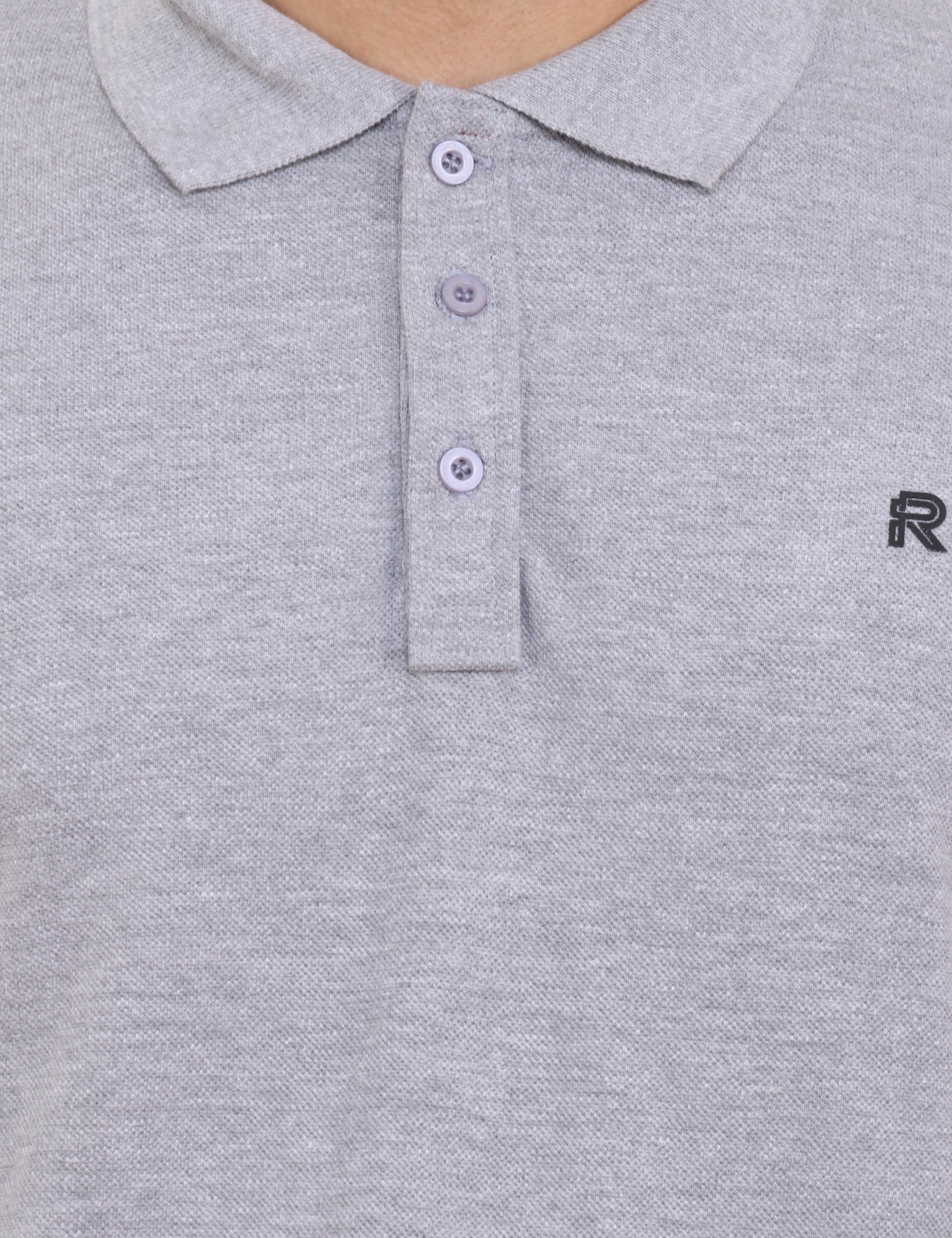 Cotton Blend Grey Polo T-Shirt
