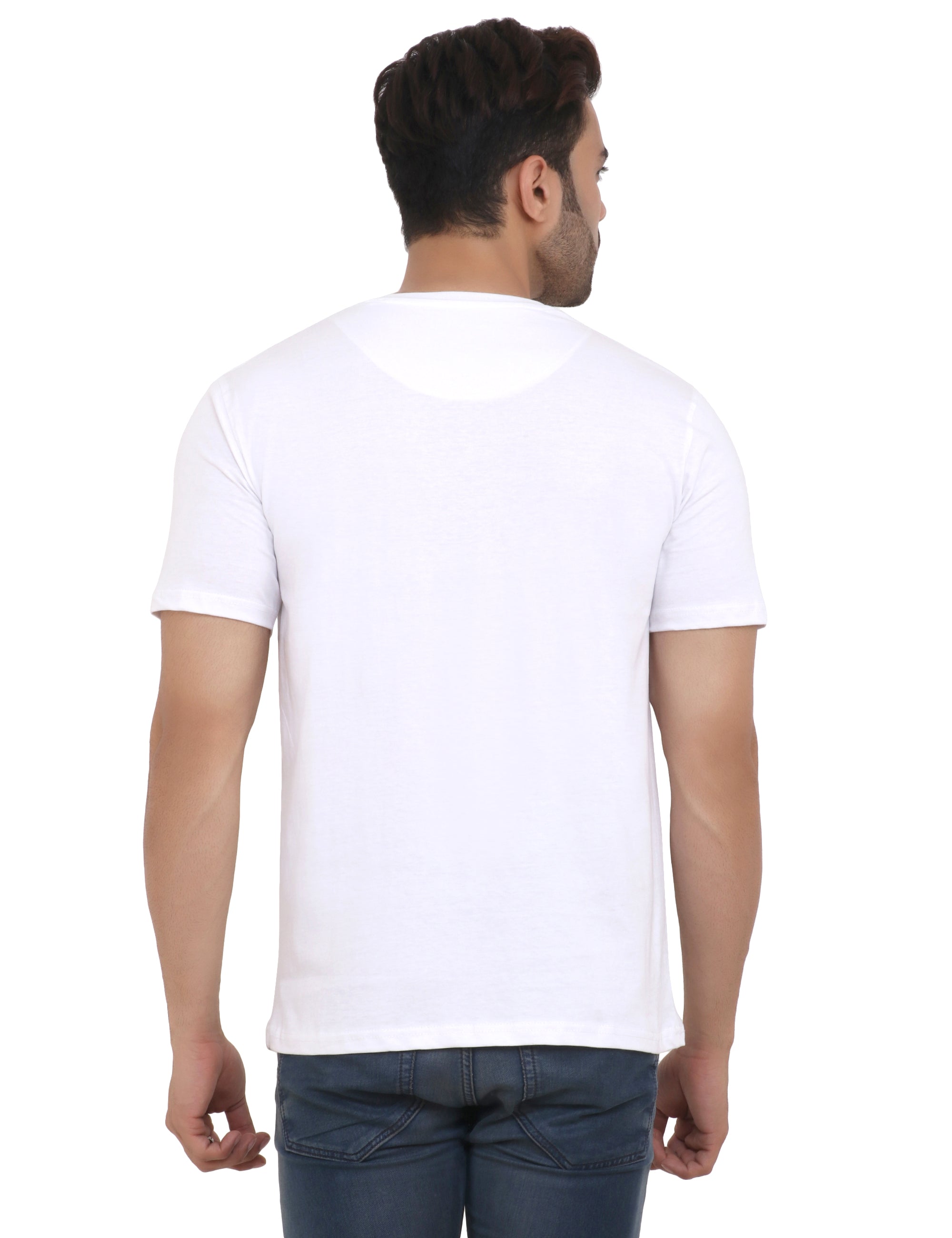 White Crew Neck Cotton Blend T-Shirt