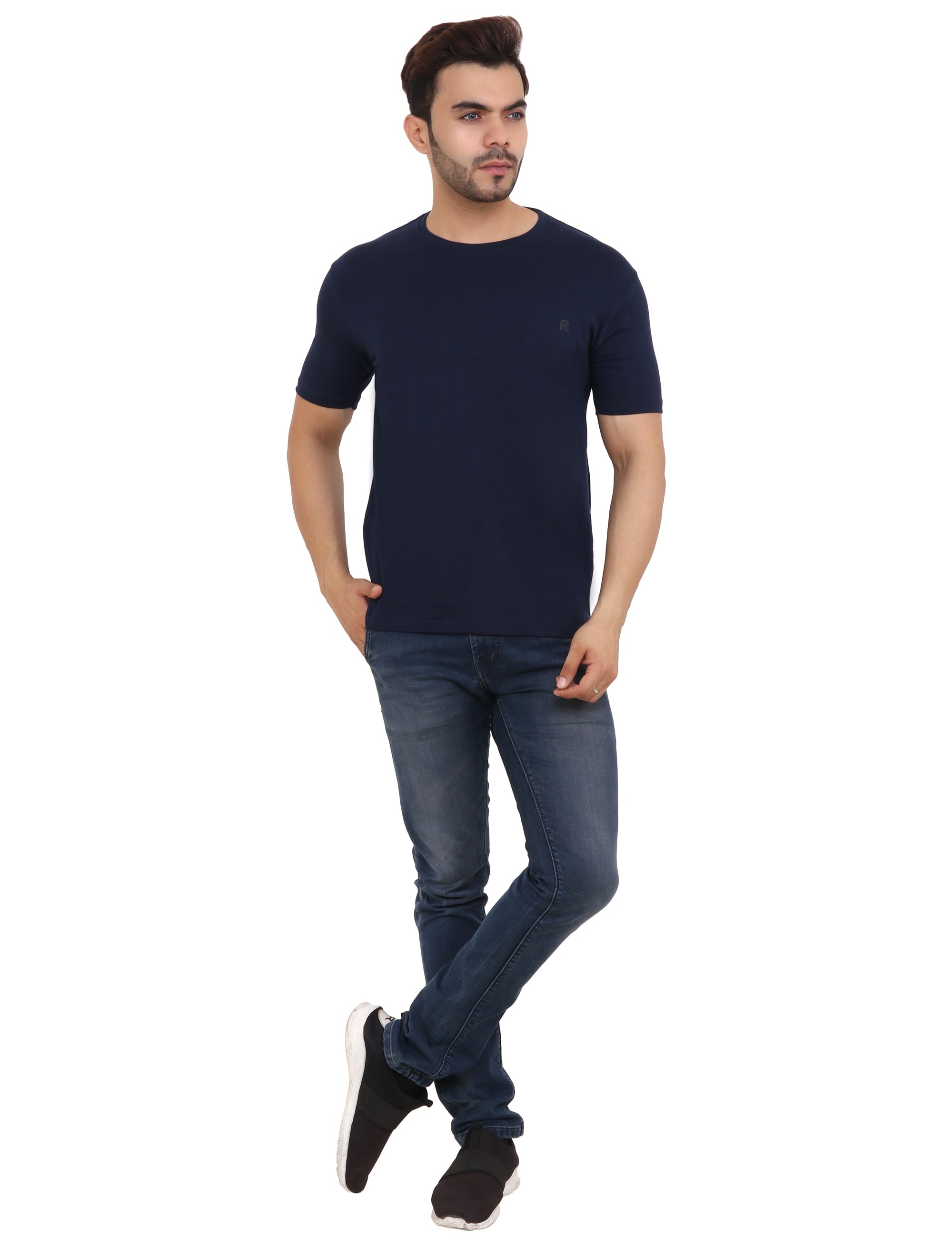 Cotton Blend Crew Neck T-Shirt