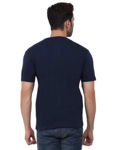 Back Profile Blue Round Neck Cotton TShirt