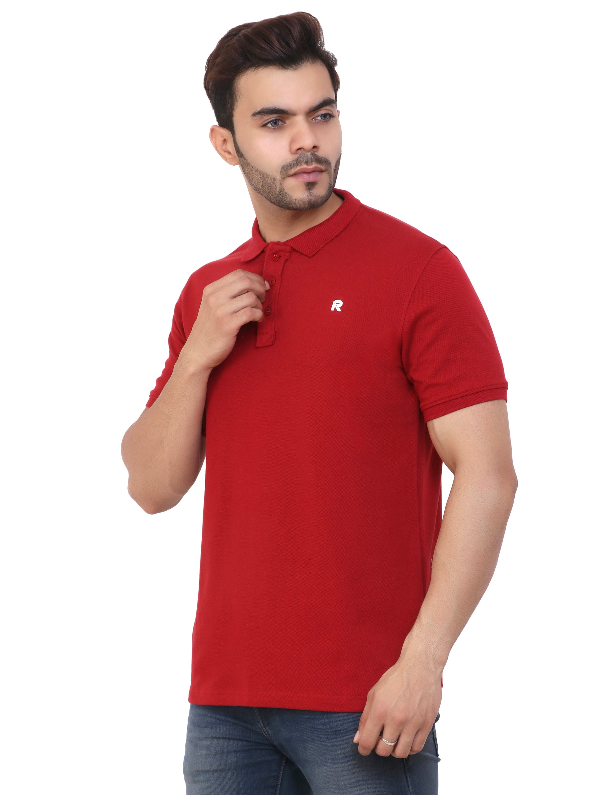 Maroon Cotton blend Polo T-shirt