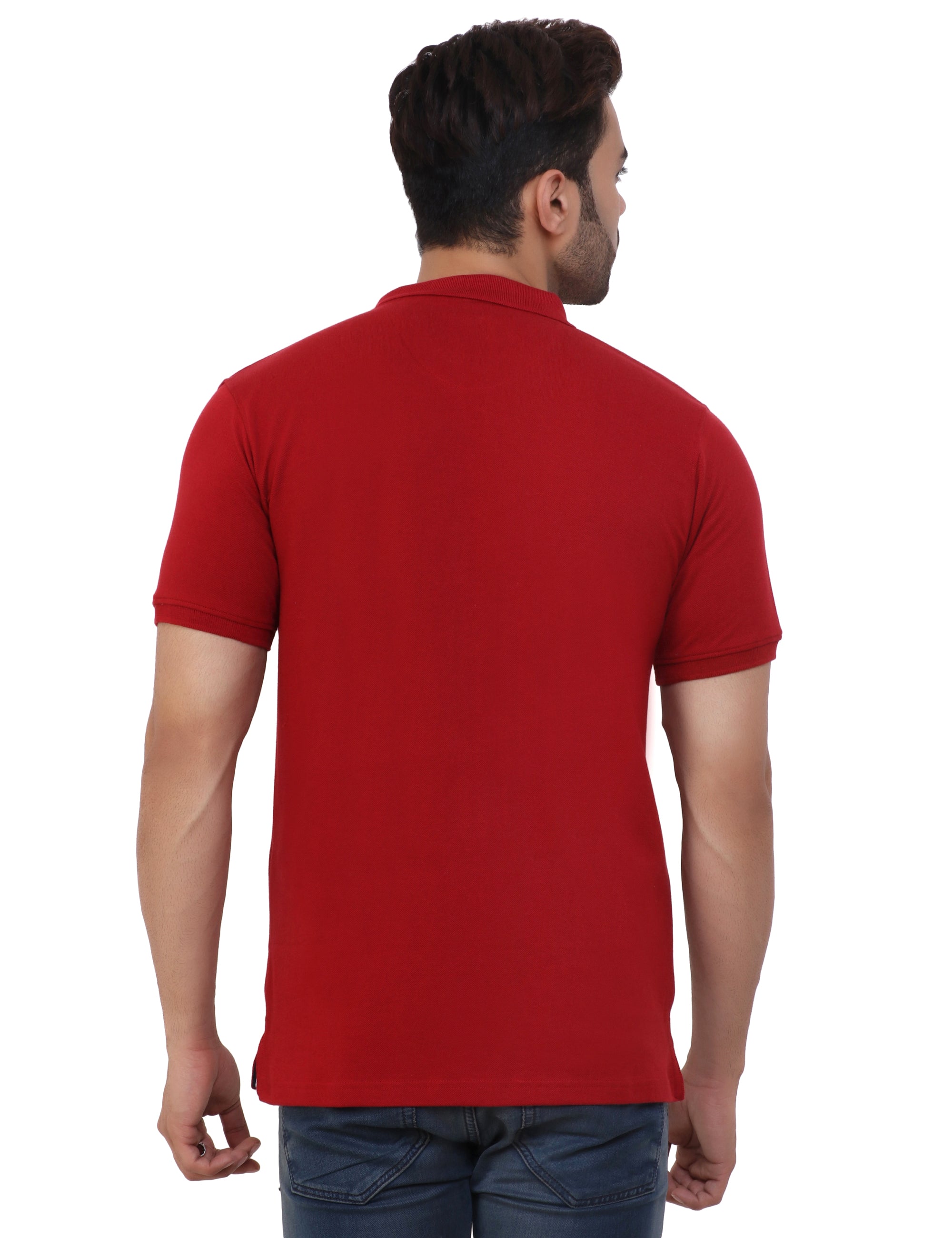 Maroon Cotton blend Polo T-shirt