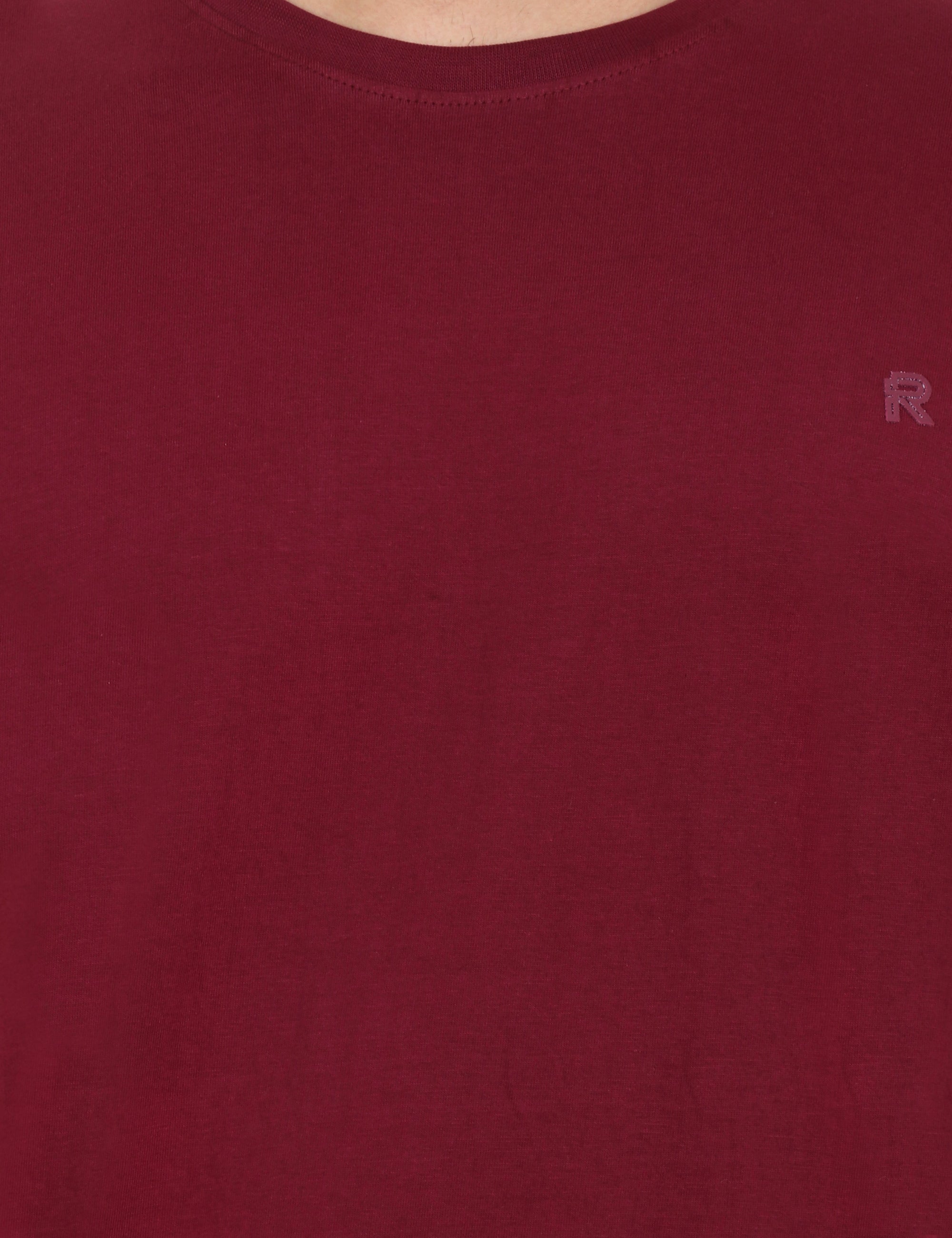 Maroon Cotton Blend Crew Neck T-Shirt
