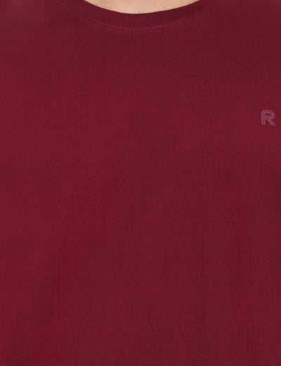 Closeup Cotton Maroon Crewneck Tshirt for Men