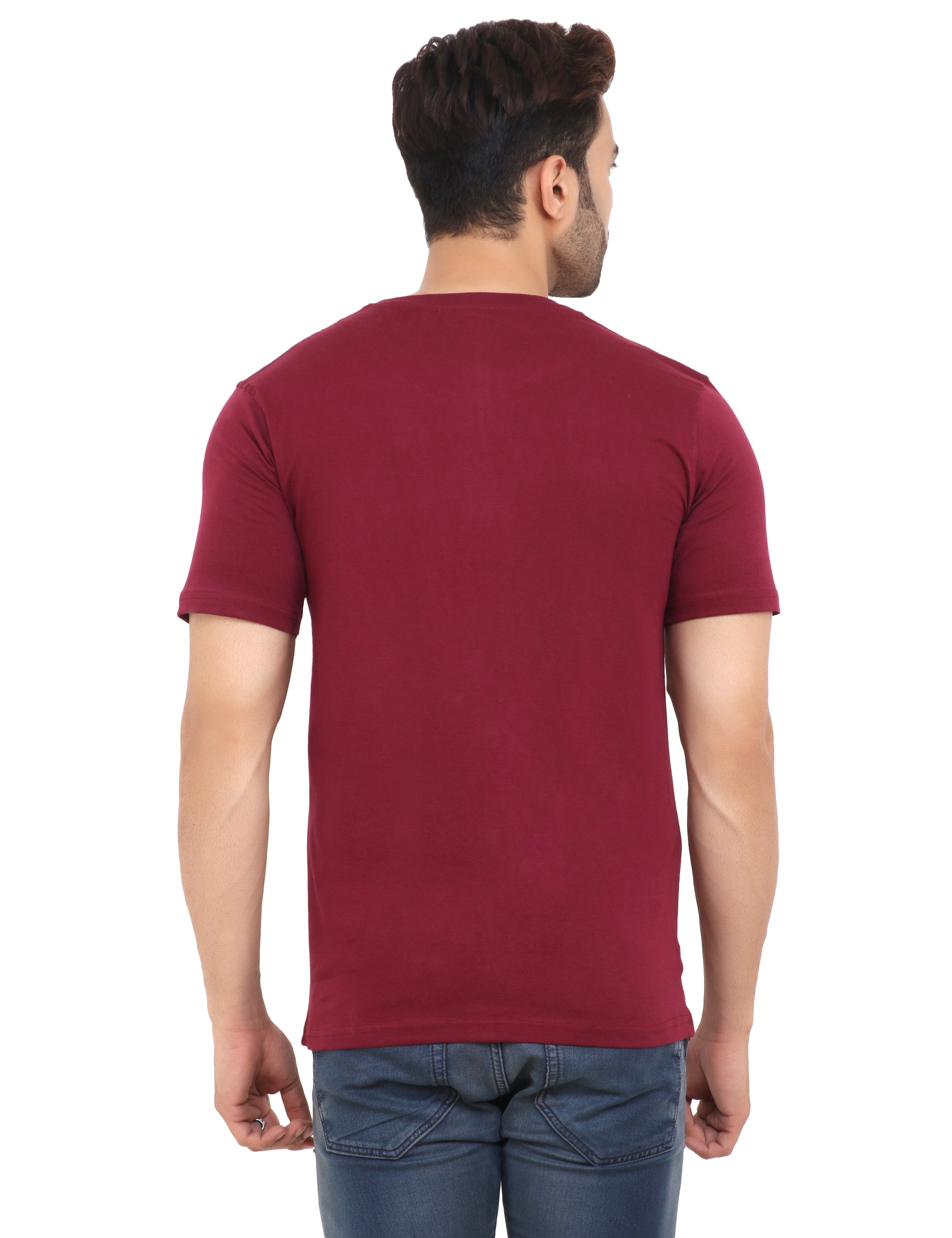 Maroon Cotton Blend Crew Neck T-Shirt