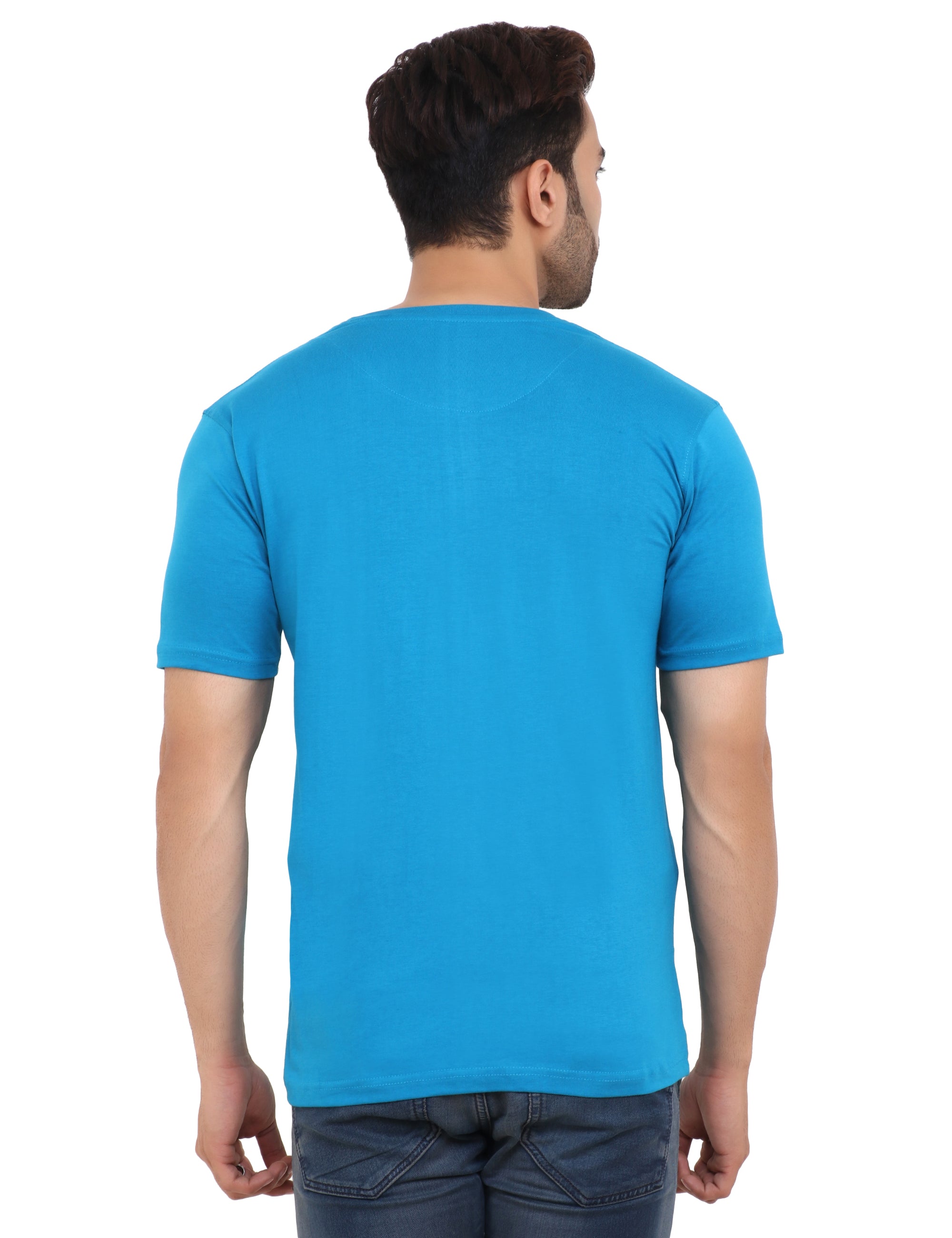 Light blue crew neck cotton blend T-Shirt