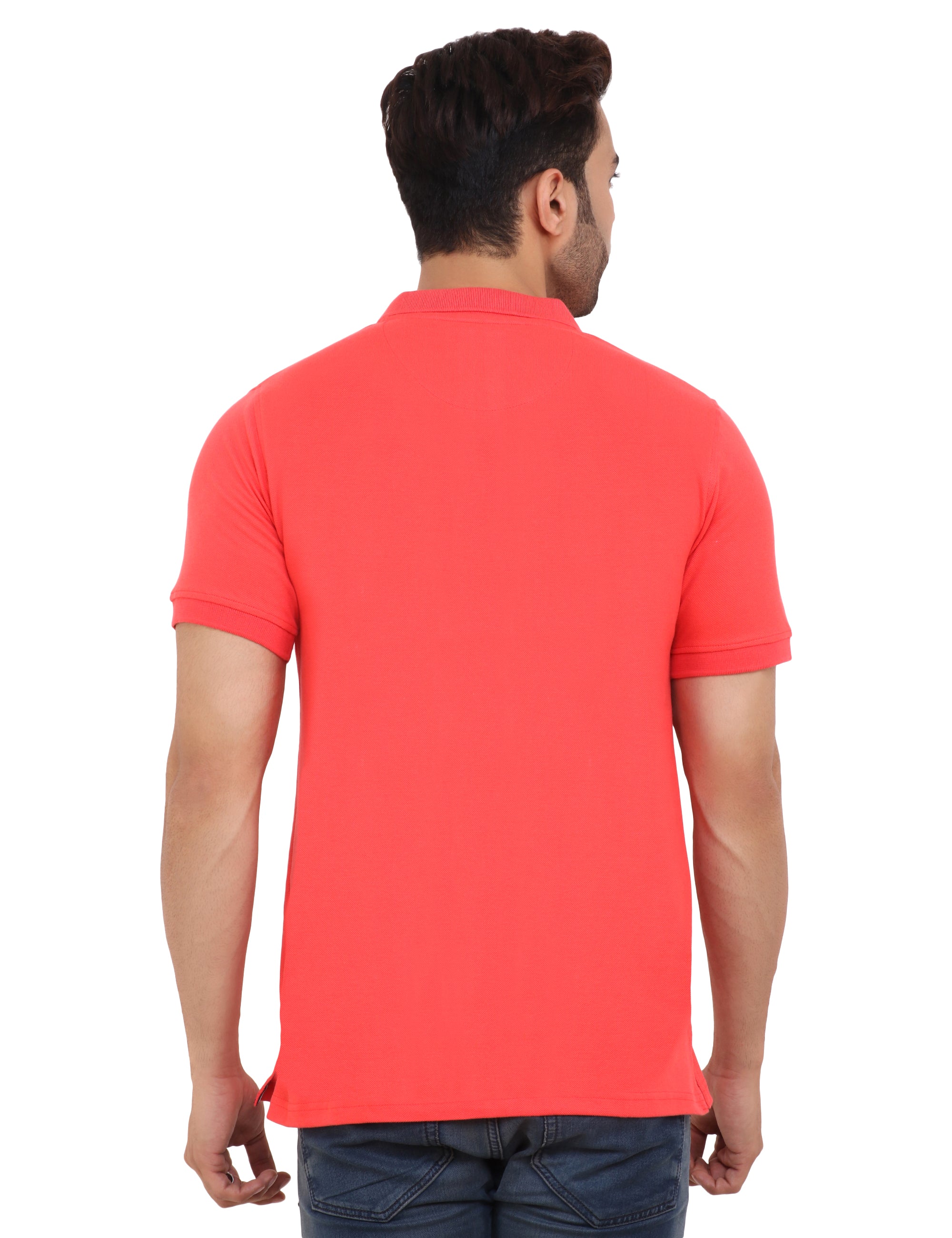 Flame Red Cotton blend Polo T-Shirt