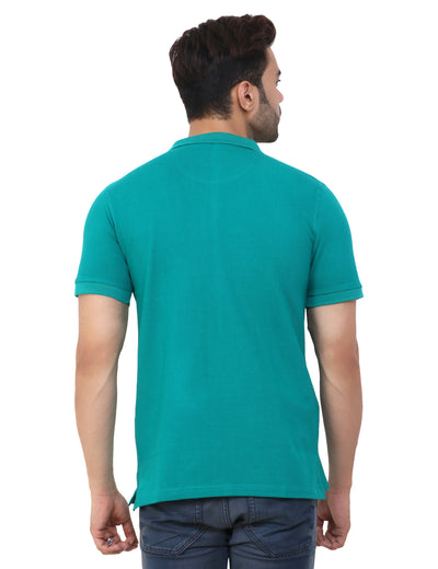 Back Profile Green Cotton Blend Polo TShirt
