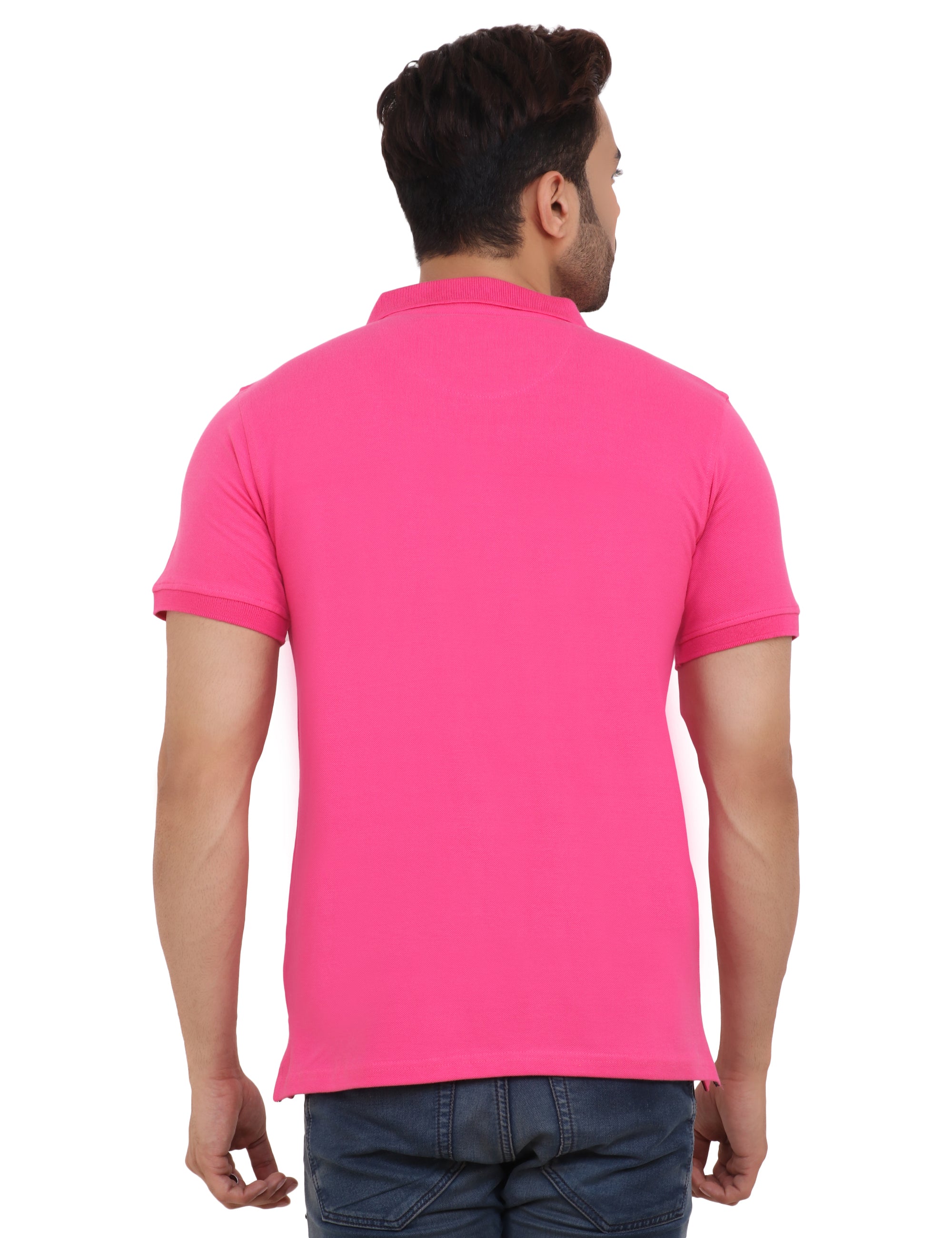 Pink Cotton Blend T-Shirt for Men