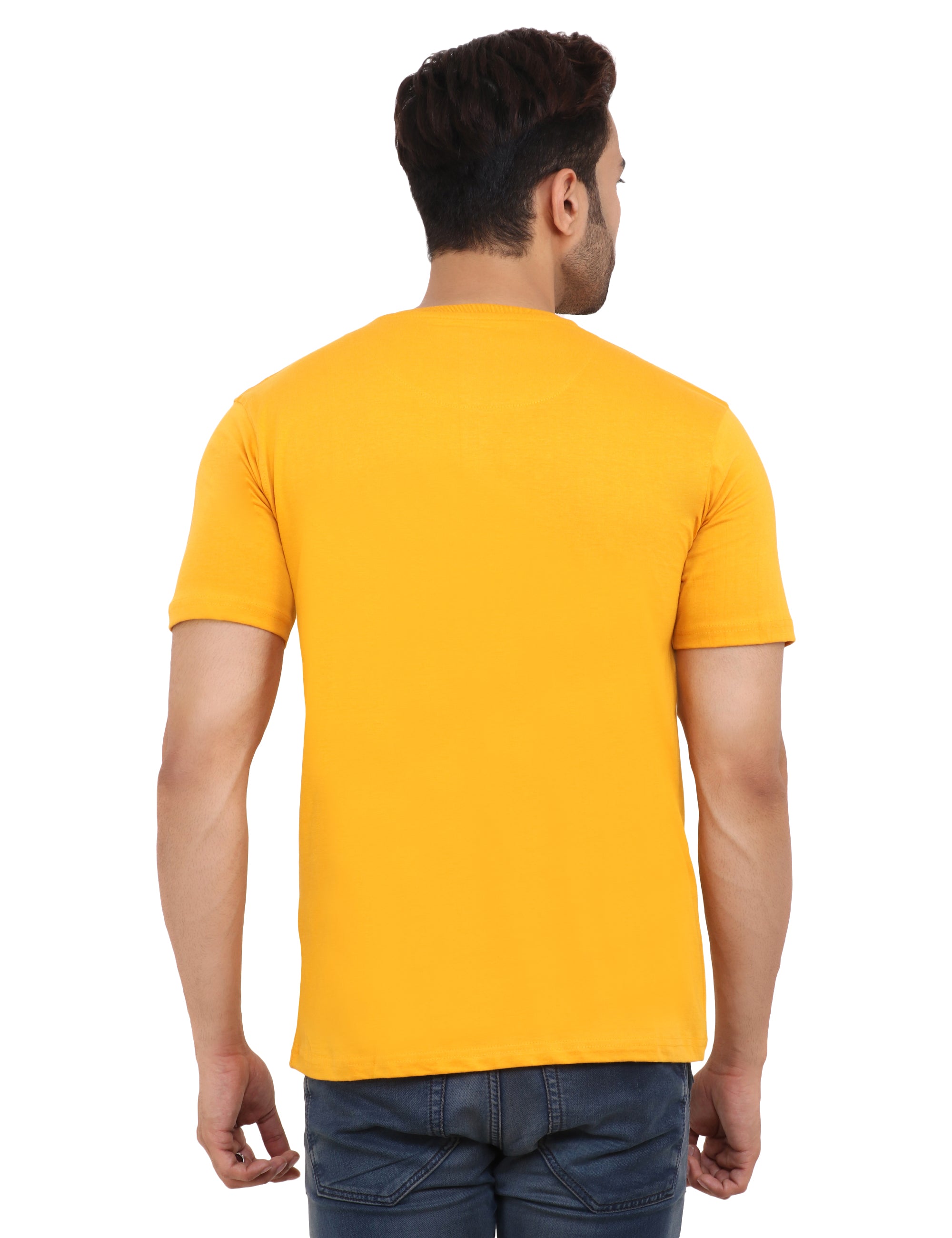 Cotton Blend Mustard Crew neck T-shirt