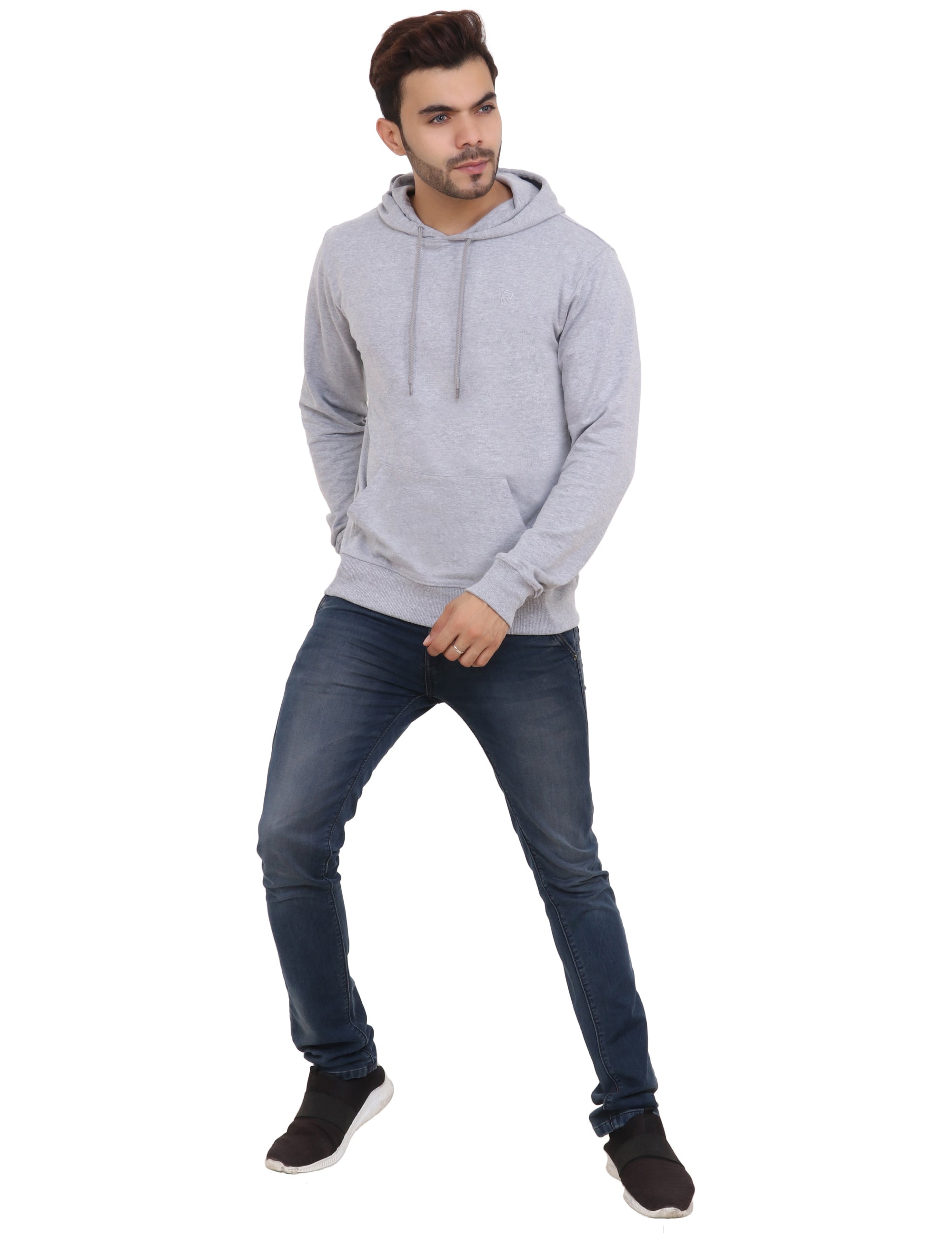 All weather cotton blend light grey hoodie