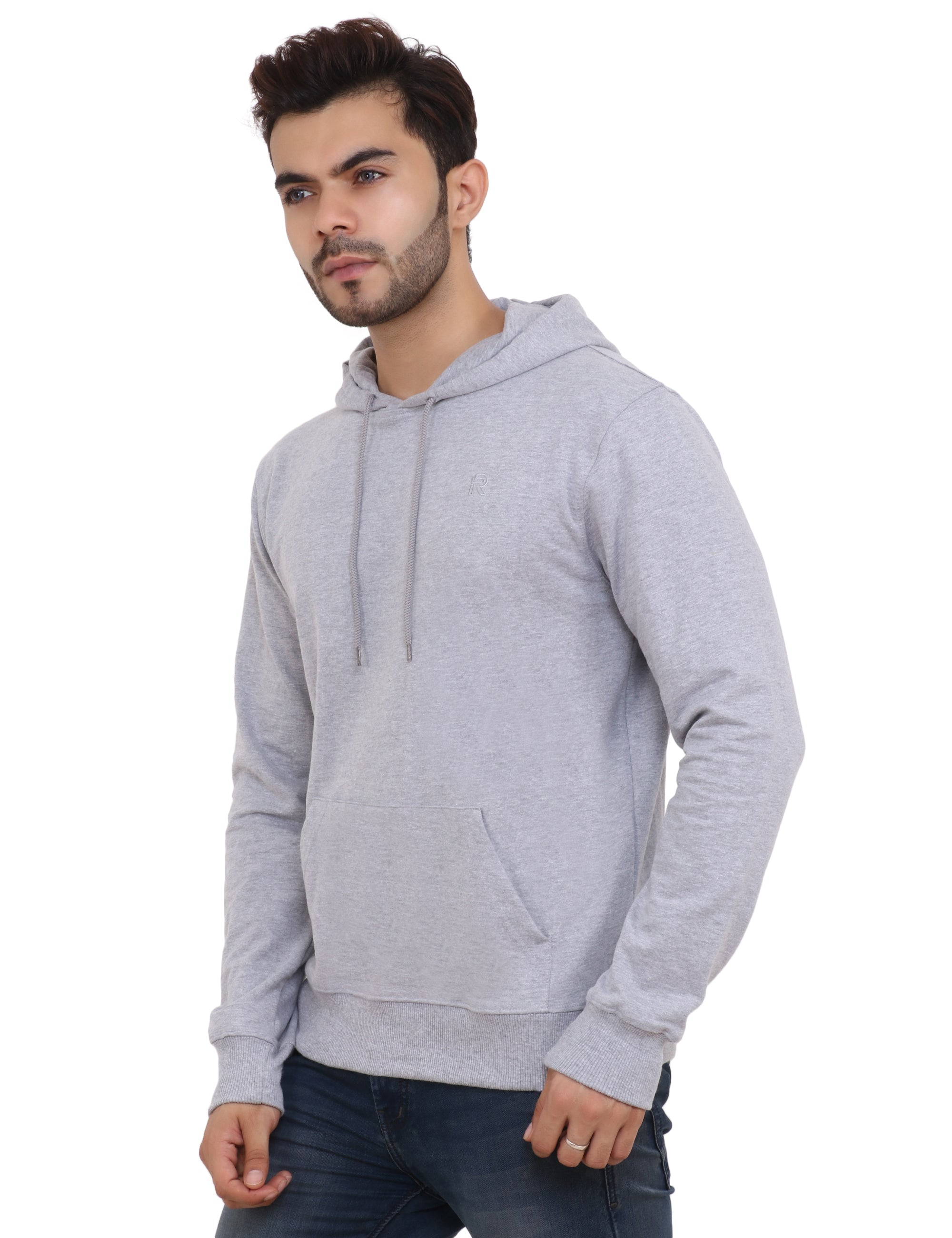 All weather cotton blend light grey hoodie