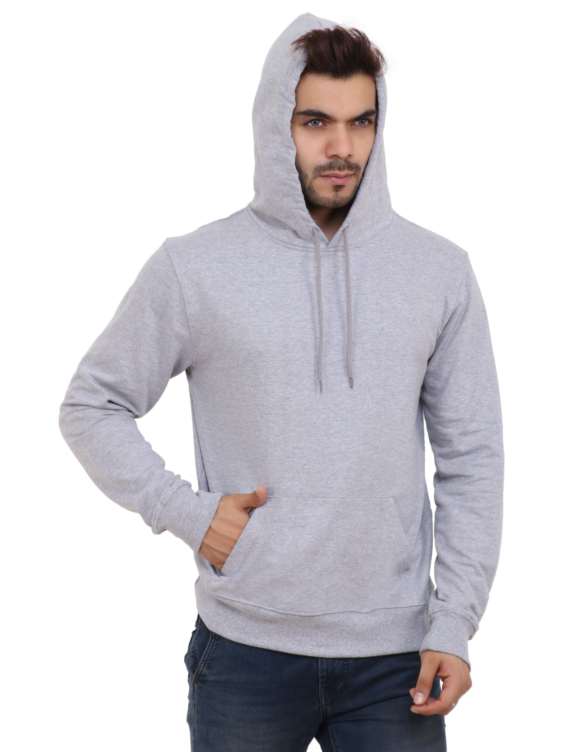 All weather cotton blend light grey hoodie