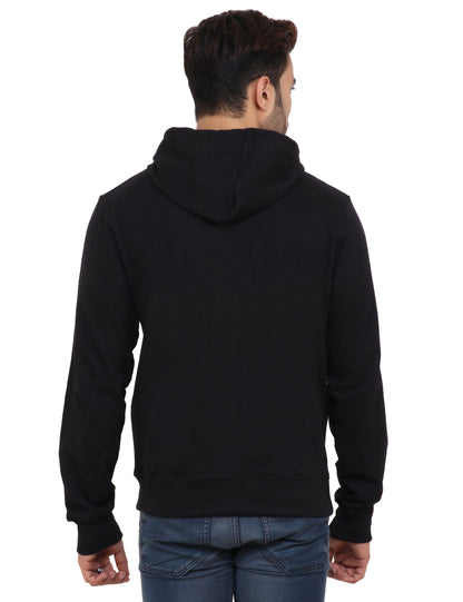 Cotton Blend Fleece Black Hoodie