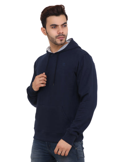 Navy Blue Fleece Regular Fit Hoodie