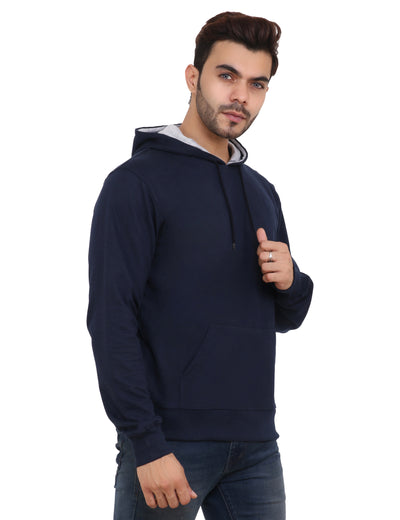 Navy Blue Fleece Regular Fit Hoodie