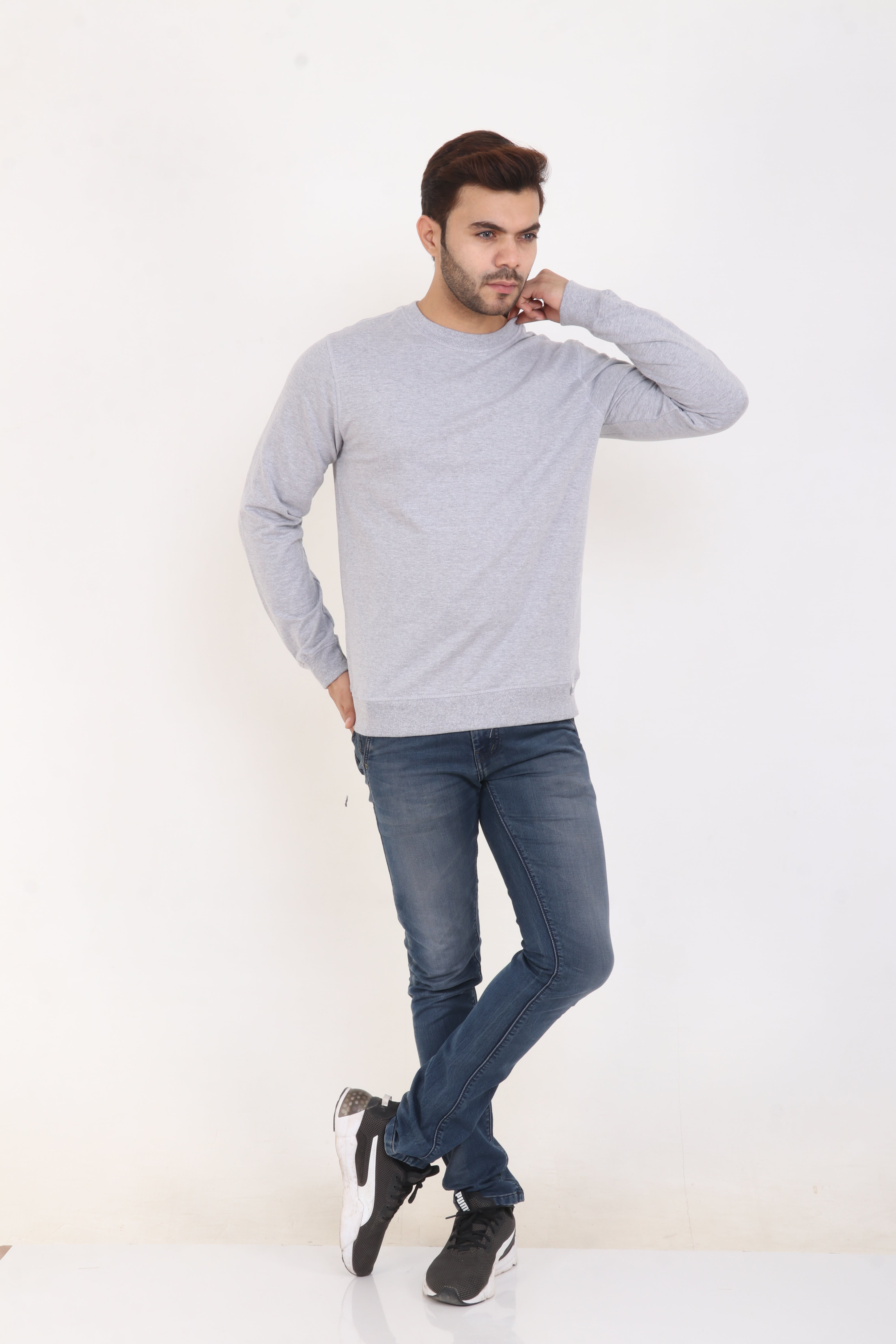 Light Grey Solid Sweatshirt