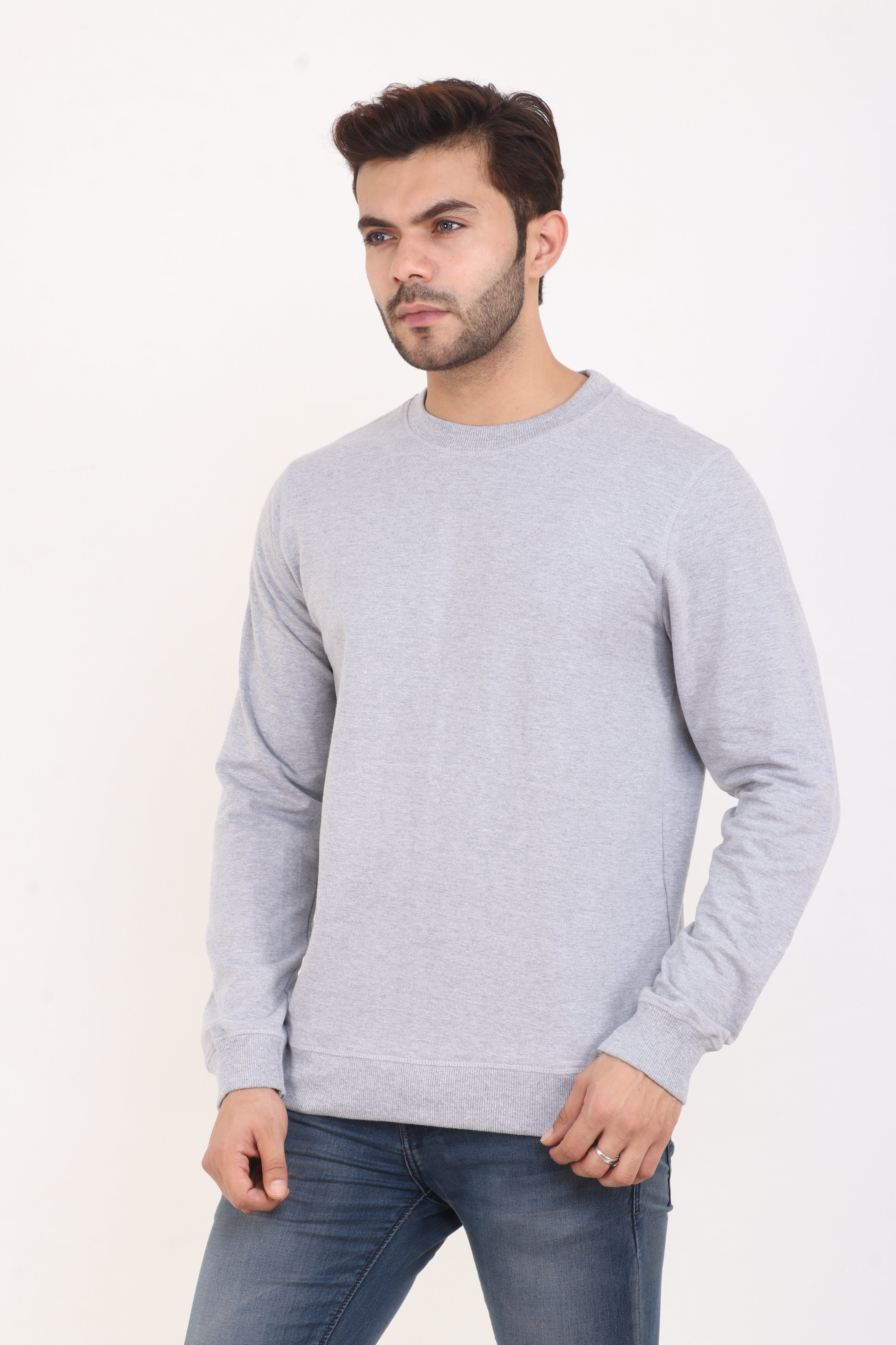 Light Grey Solid Sweatshirt