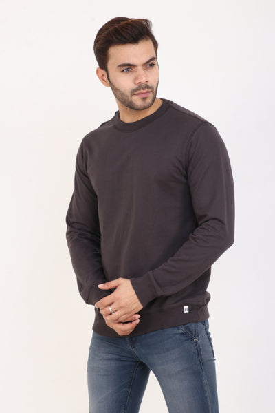 Comfort Fit Cotton Blend Brown Sweatshirt for Men