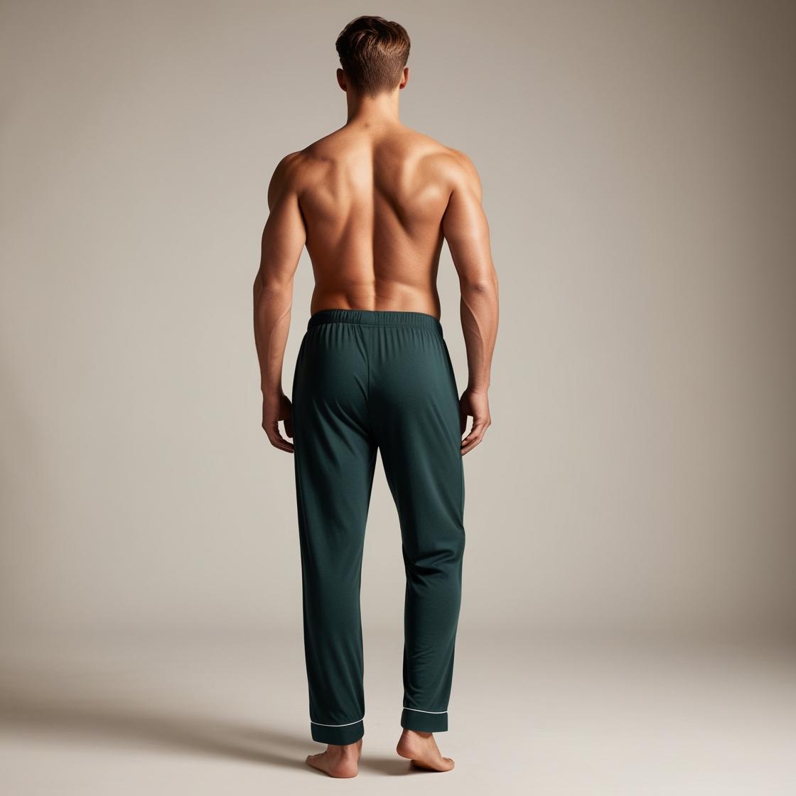 Men’s Daily Wear Dark Green Cotton Pyjamas by BarelyStylish | Relaxed Fit Home & Sleepwear with Pockets