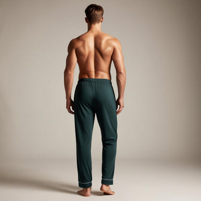 Back Profile of Men's Green Color Pyjama 