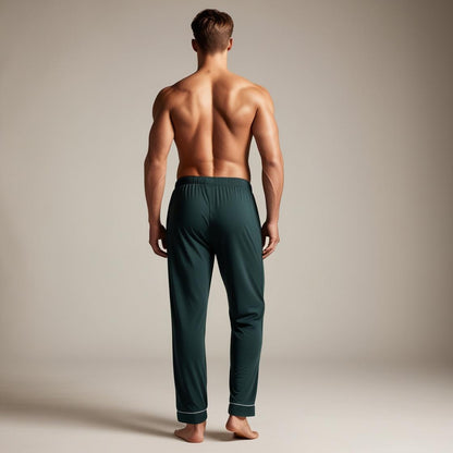 Men’s Daily Wear Dark Green Cotton Pyjamas by BarelyStylish | Relaxed Fit Home & Sleepwear with Pockets
