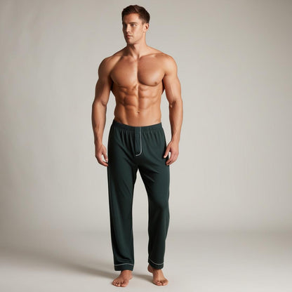 Men’s Daily Wear Dark Green Cotton Pyjamas by BarelyStylish | Relaxed Fit Home & Sleepwear with Pockets