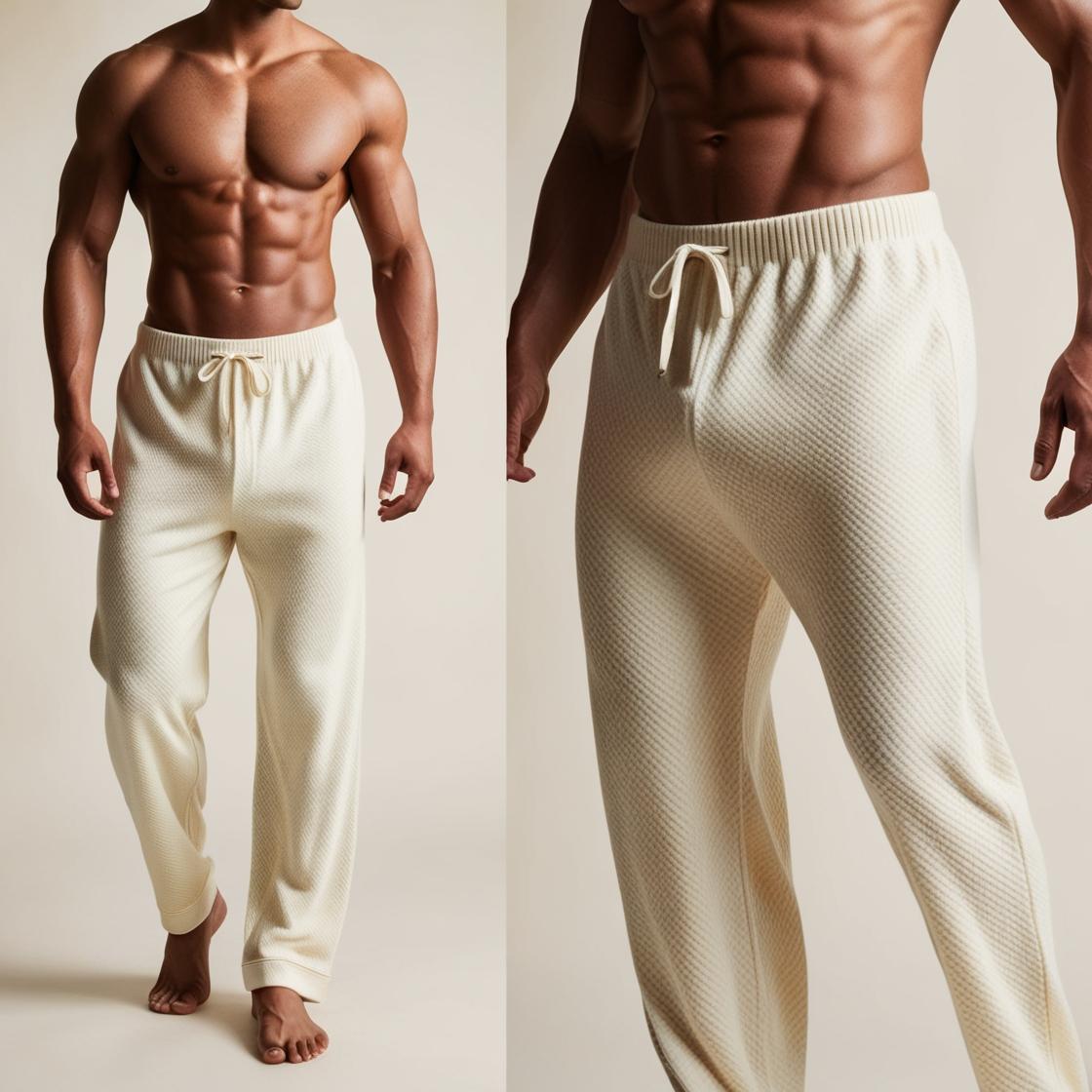 Men’s Daily Wear Cream Color Cotton Pyjamas by BarelyStylish | Relaxed Fit Home & Sleepwear with Pockets