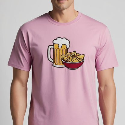 Cotton Blend Light Magenta Crew neck T-shirt - with abstract design