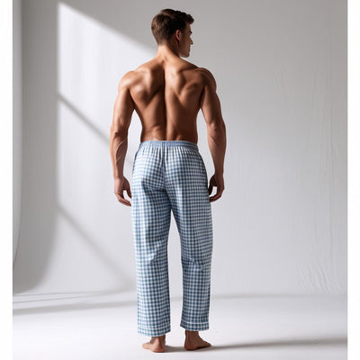 Back Profile of Men's Dailywear Checkered Pyjama