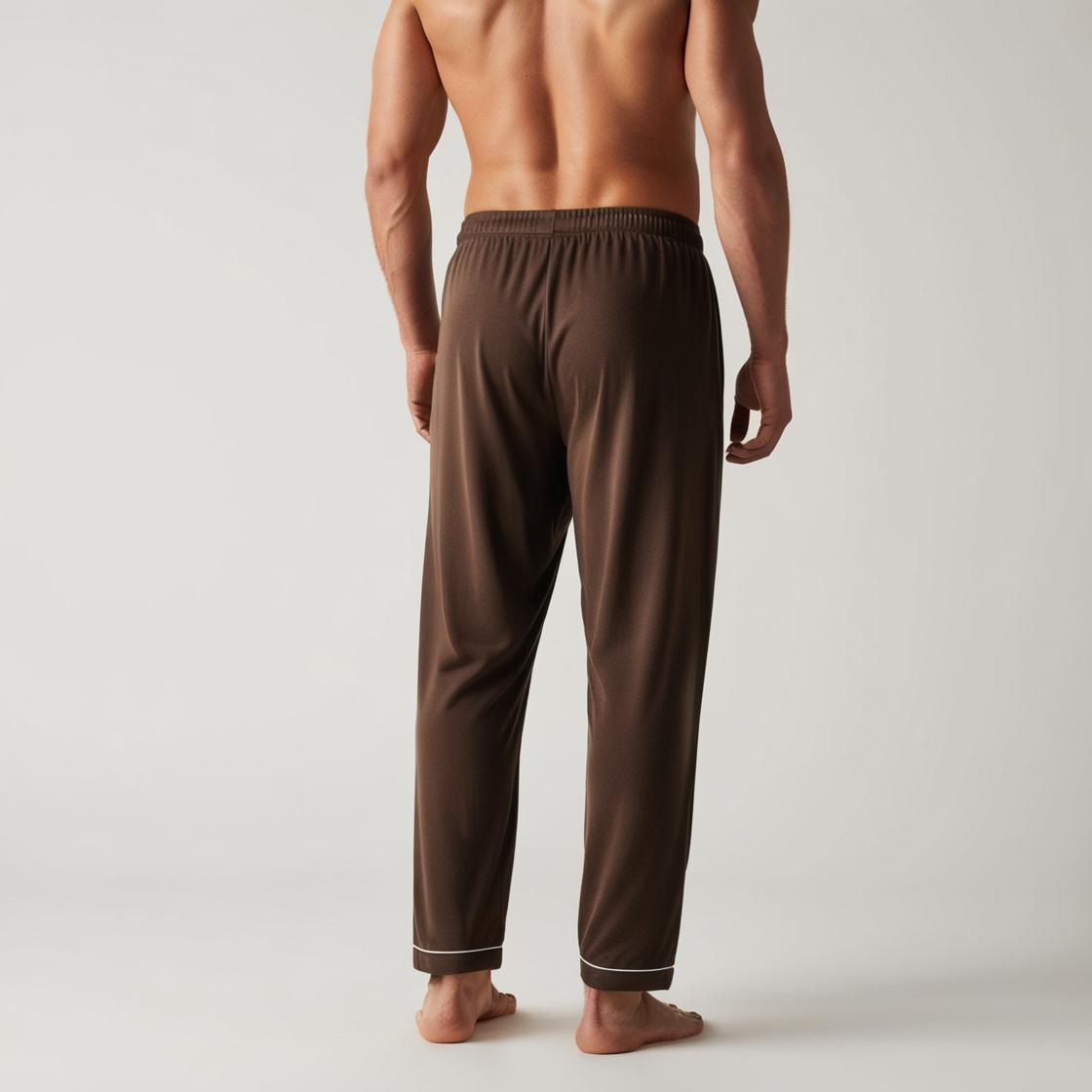 BarelyStylish Men's Dark Coffee Brown Cotton Pyjamas for Daily Home Wear | Comfort Fit Loungewear with Pockets
