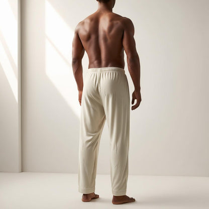 BarelyStylish Men's Cream Color Cotton Pyjamas for Daily Home Wear | Comfort Fit Loungewear with Pockets