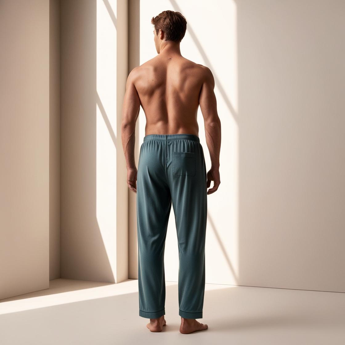BarelyStylish Men's Dark Teal Blue Cotton Pyjamas for Daily Home Wear | Comfort Fit Loungewear with Pockets