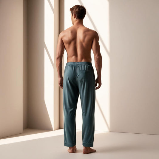 BarelyStylish Men's Dark Teal Blue Cotton Pyjamas for Daily Home Wear | Comfort Fit Loungewear with Pockets